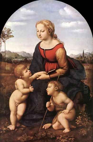 The Virgin and Child with Saint John the Baptist (La Belle Jardinire) Oil Painting by Raphael