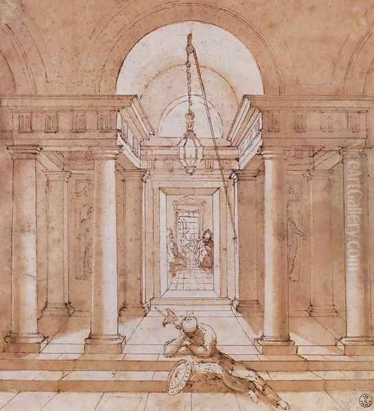 A Soldier before the Cell of St Peter Oil Painting by Raphael