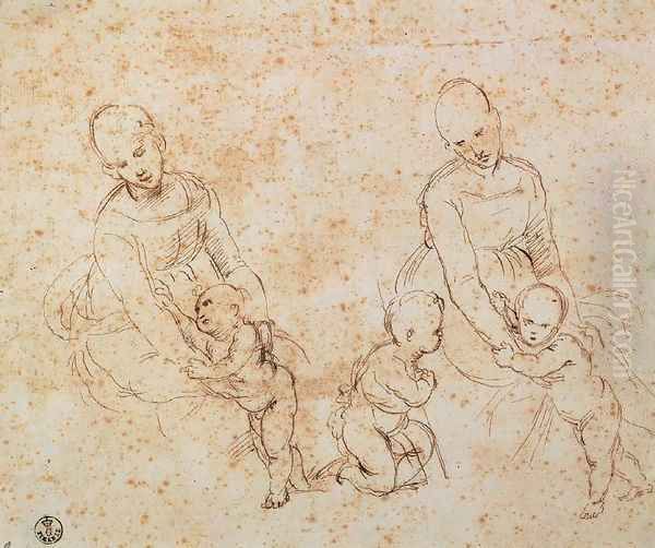 Madonna and Child and the Young St John Oil Painting by Raphael