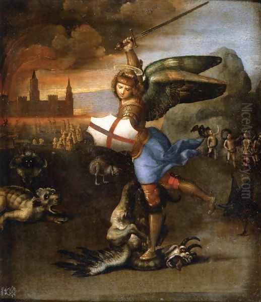 St Michael and the Dragon 2 Oil Painting by Raphael