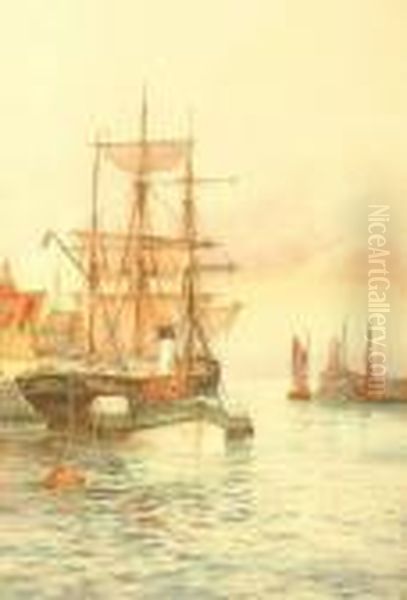 The Port At Sunset. Oil Painting by William Harrison Scarborough