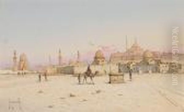 Vue De La Citadelle Et Des Tombeaux De Mamelouks Oil Painting by Spyridon Scarvelli