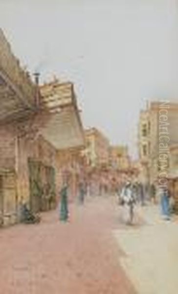 Cairo Street Scene Oil Painting by Spyridon Scarvelli