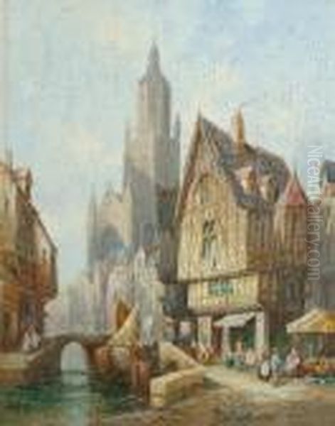 'utrecht, Holland'; 'coutance, 
Normandy'each 'h. Schafer' And Inscribed With Title On The Reverse Oil Painting by Henry Thomas Schafer
