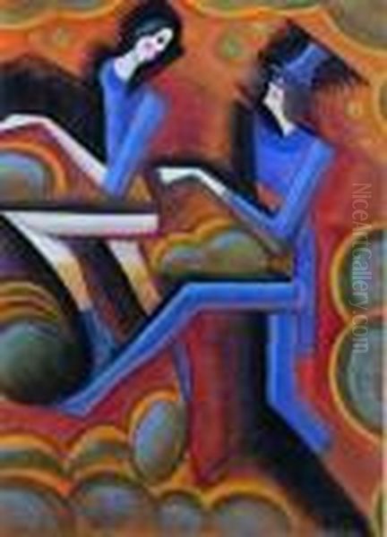 Scene De Cirque Oil Painting by Hugo Scheiber