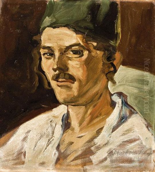 Kucsmas Ferfi Oil Painting by Hugo Scheiber