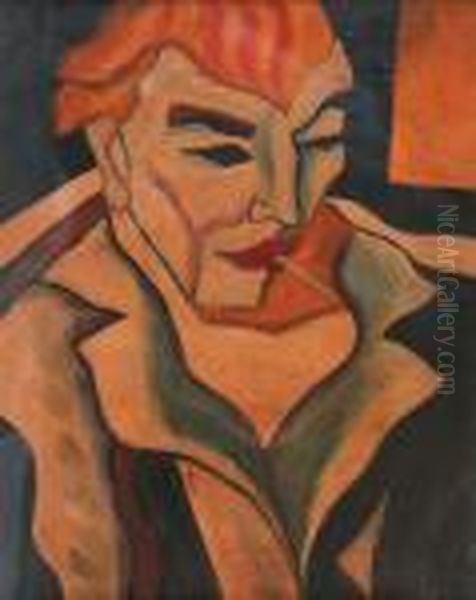 L'homme A La Cigarette Oil Painting by Hugo Scheiber