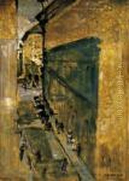 City Oil Painting by Hugo Scheiber