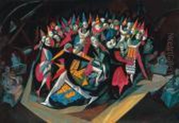 Carneval Oil Painting by Hugo Scheiber