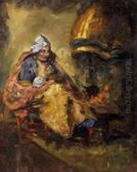 Mother With Child Oil Painting by Hugo Scheiber