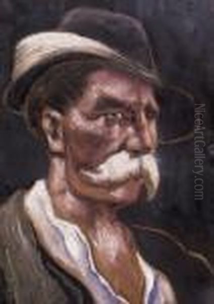 Man With A Moustache Oil Painting by Hugo Scheiber