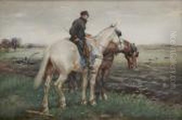 The Plough Team Oil Painting by Johan Frederik Corn. Scherrewitz