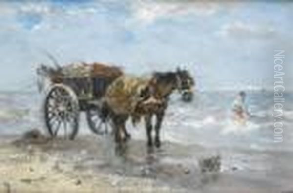 The Seaweed Gatherer Oil Painting by Johan Frederik Corn. Scherrewitz