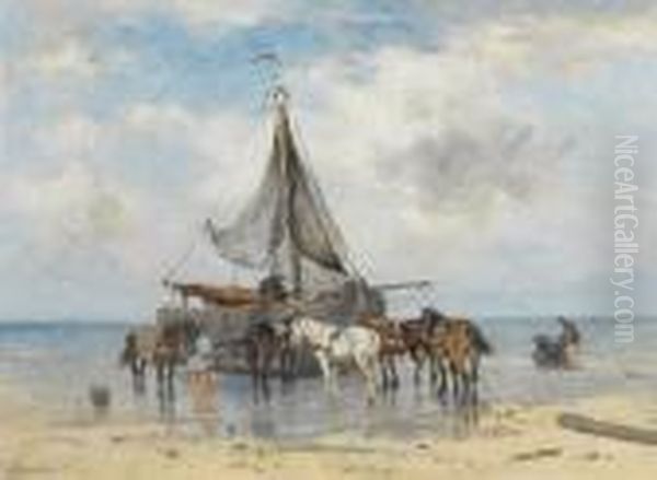 At Low Tide Oil Painting by Johan Frederik Corn. Scherrewitz