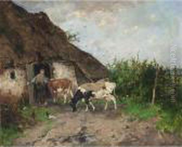 At The Stable Oil Painting by Johan Frederik Corn. Scherrewitz