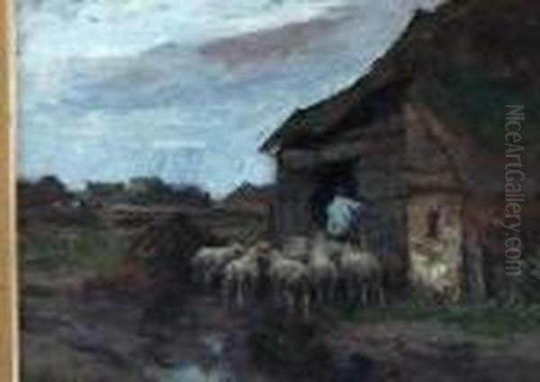 Return Of The Flock Oil Painting by Johan Frederik Corn. Scherrewitz