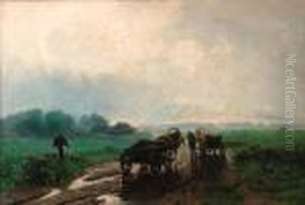Homewards Oil Painting by Johan Frederik Corn. Scherrewitz