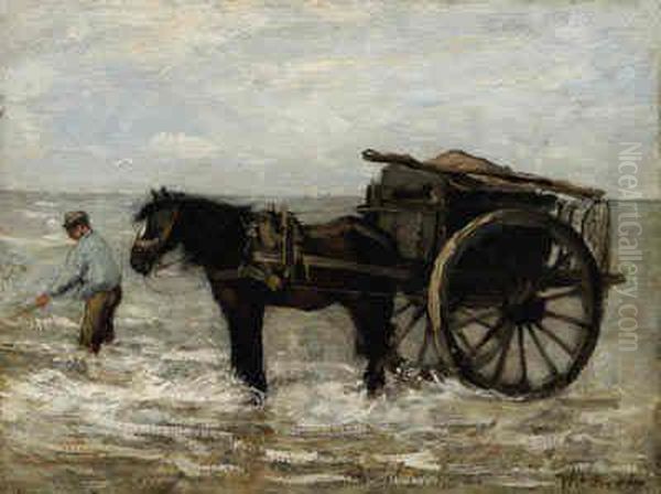 The Clam Digger Oil Painting by Johan Frederik Corn. Scherrewitz