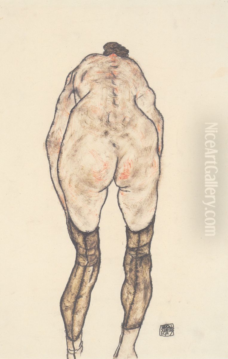 Weiblicher Ruckenakt Oil Painting by Egon Schiele