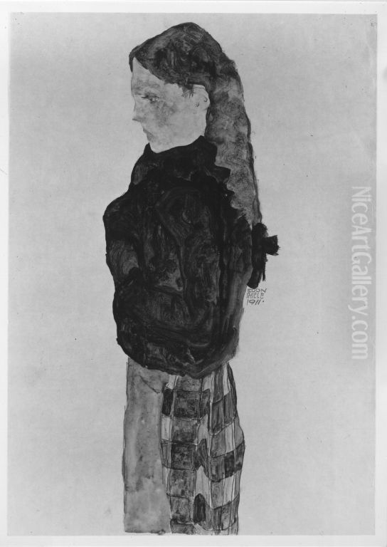 Stehendes Madchen Oil Painting by Egon Schiele