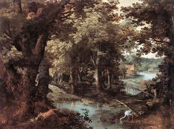 Landscape with Fables 1620 Oil Painting by Adriaan van Stalbemt