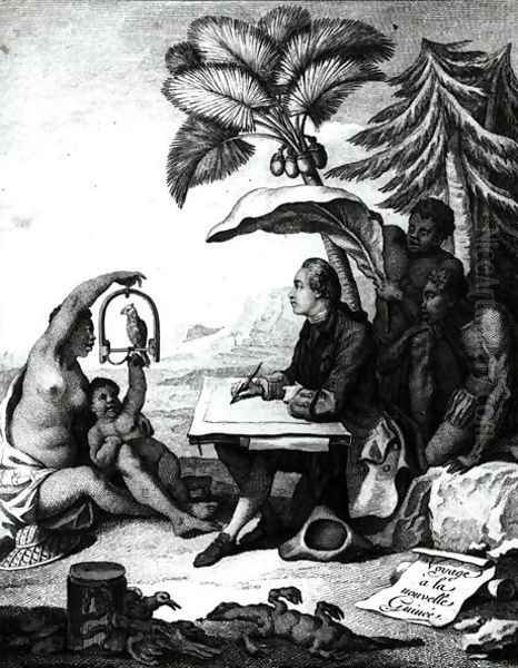 Pierre Sonnerat Drawing a Bird, from Voyage a la Nouvelle-Guinee, engraved by Marie Therese Martinet b.1731 1776 Oil Painting by Pierre Sonnerat