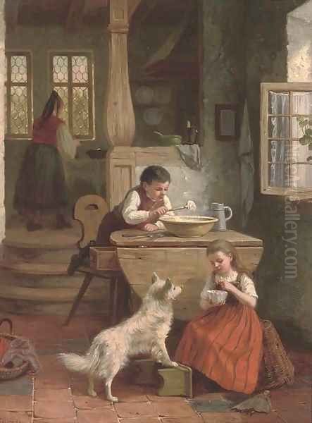 Preparing dessert Oil Painting by Paul Seignac