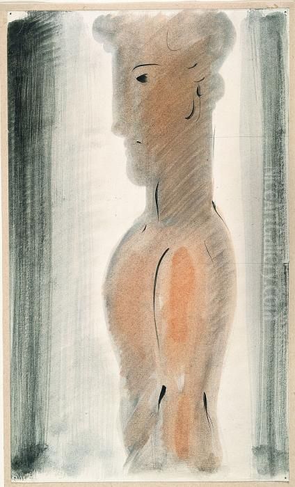 Knabenfigur Von Der Seite Oil Painting by Oskar Schlemmer