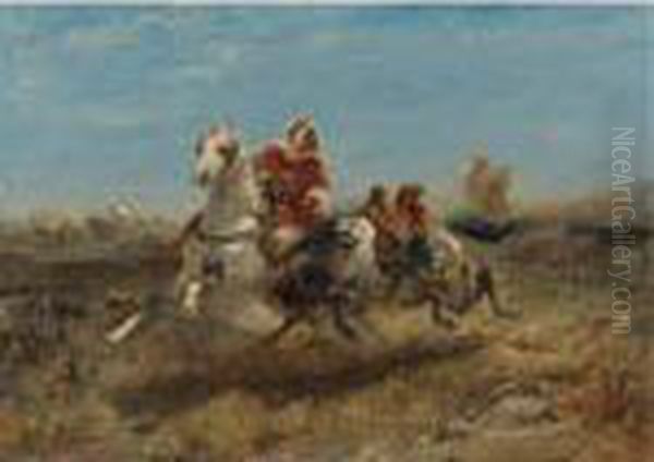 The Chase Oil Painting by Adolf Schreyer