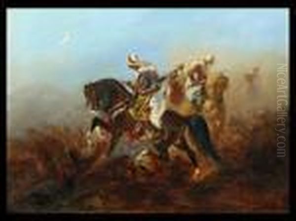 Bewaffnete Reiter
Im Gelande Oil Painting by Adolf Schreyer