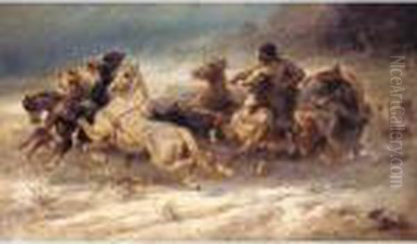 The Pursuit Oil Painting by Adolf Schreyer
