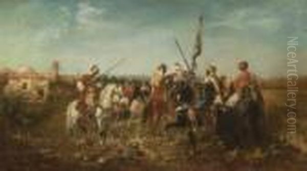 Araber Zu Pferde Oil Painting by Adolf Schreyer