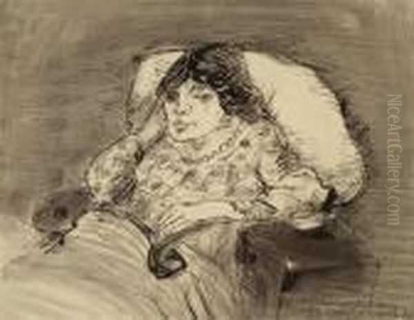 Frau In Lehnstuhl Oil Painting by Johann Robert Schuerch