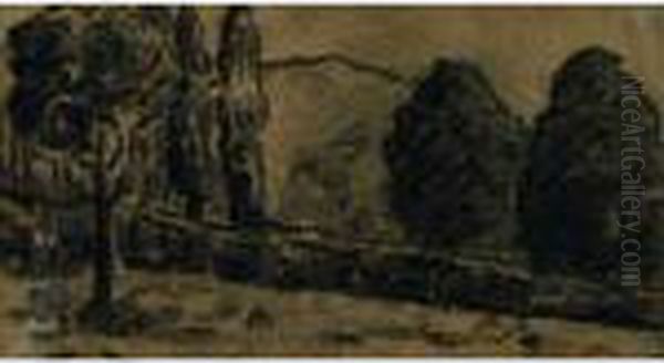 La Colline Dessin Au Crayon Et 
Lavis Sur Papier Calque 11 X 20.50 Cm Commentaire : Un Certificat De 
Monsieur Porro, Du 21 Octobre 1991, Sera Remis A L Acquereur Oil Painting by Claude Emile Schuffenecker