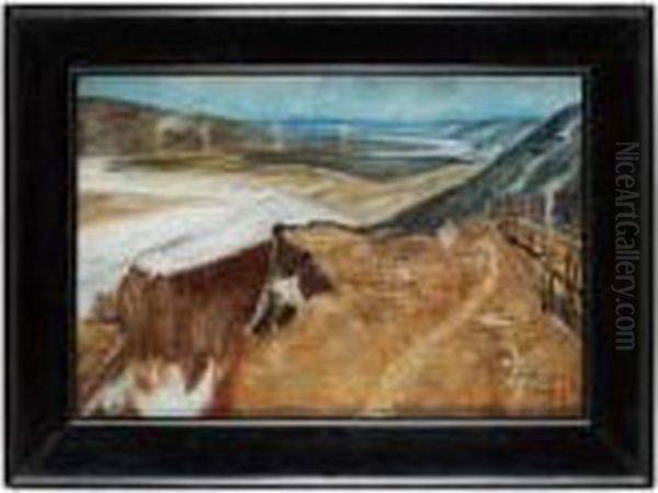 Landscape With Bonfires Oil Painting by Anshelm Schultzberg