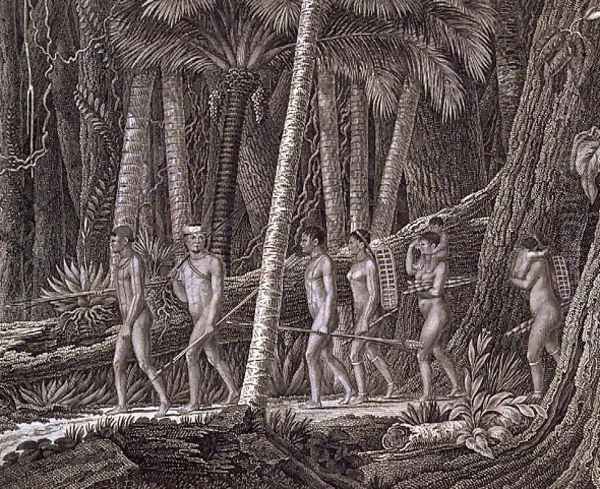 Puri Indians in the jungle, Brazil, c.1815-17 Oil Painting by & Rist, Gottfried Seyffer, August