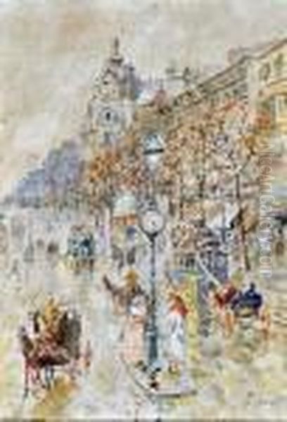 Boulevard Parigino Oil Painting by Pietro Scoppetta