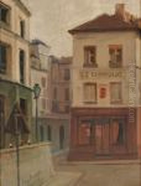 Scorcio Cittadino Con Taverna Oil Painting by Eugenio Scorzelli