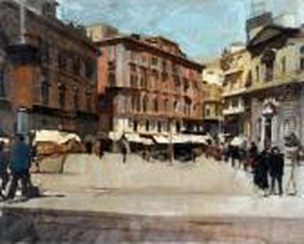 Piazza Trieste E Trento Oil Painting by Eugenio Scorzelli