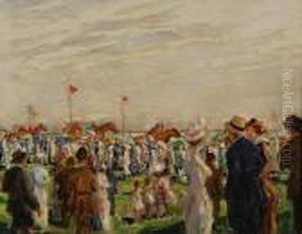 All'ippodromo Oil Painting by Eugenio Scorzelli