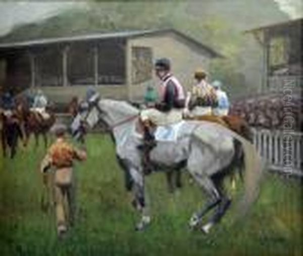 Alle Corse Dei Cavalli Oil Painting by Eugenio Scorzelli