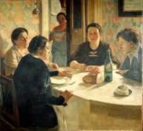 La Famiglia Dell'artista Oil Painting by Eugenio Scorzelli