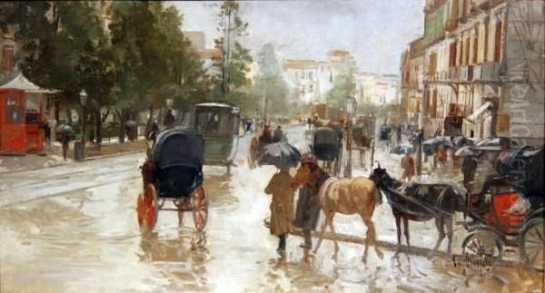 Via Foria Oil Painting by Eugenio Scorzelli