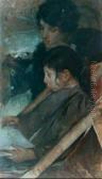 La Lezione Oil Painting by Eugenio Scorzelli