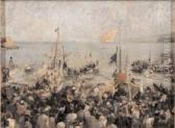 Festa Sul Mare Oil Painting by Eugenio Scorzelli
