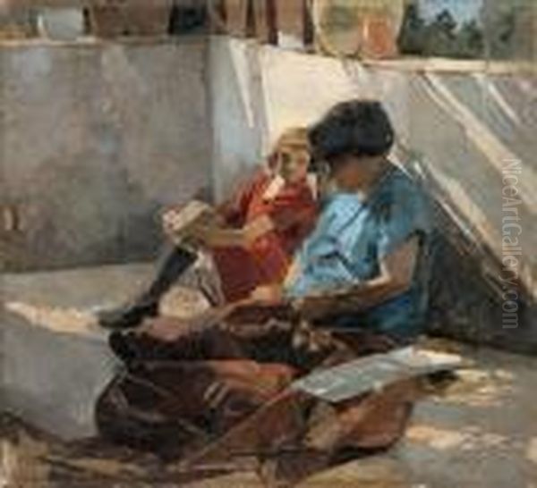 Sulla Terrazza Oil Painting by Eugenio Scorzelli