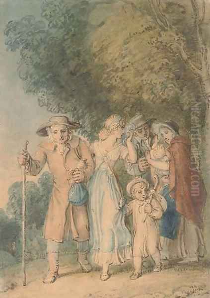 An illustration to Oliver Goldsmith's 'The Deserted Village' On the way to market Oil Painting by Thomas Stothard
