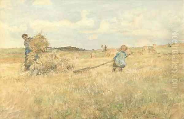 Gathering corn Oil Painting by Lionel Percy Smythe