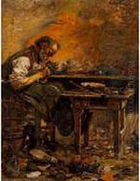 Il Ciabattino 
The Cobbler Oil Painting by Giovanni Segantini