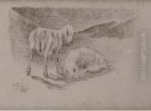 Unten Links Monogrammiert Oil Painting by Giovanni Segantini